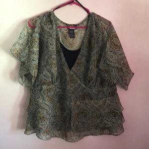 Zoe Beth Ruffle Top- flutter sleeve